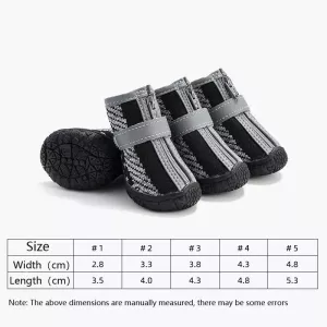 4ks/set prodyšné psí boty s protiskluzovou podrážkou, velikost 4.3x4.8cm (Khaki) TopTechnology