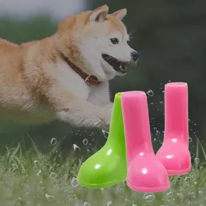 4 KS/Souprava Voděodolné Psí Boty do Deště Velikost M (Modré) TopTechnology