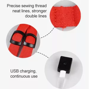 Dvoustranný LED světelný popruh pro domácí zvířata, nylon, pro psy a kočky, velikost M (oranžový) TopTechnology