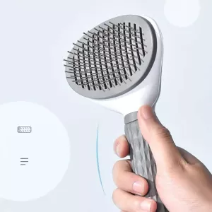 Nerezová ocelová automatiká kartáč na odstranění srsti pro psy a kočky (Růžová jemná jehla) TopTechnology