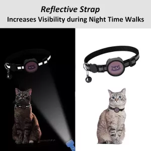 Reflexní obojek pro domácí mazlíčky s klíčenkou AirTag (červený)