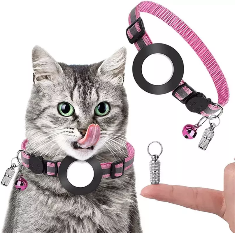 Anti ztrátový adresní přívěsek na obojek pro pet s zvonkem pro Airtag (Růžový)