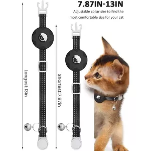 Růžové silikonové pouzdro pro sledování AirTag s reflexním obojkem pro kočku a zvonečkem