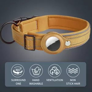 Neoprénový obojek pro psy s AirTag - Reflexní, Velikost: XL (Červený)