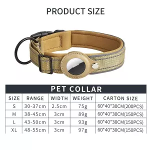 Nylonový obojek pro psa s AirTag, neoprénová podšívka, reflexní, velikost XL (královsky modrá)