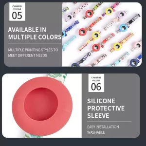Držák na obojek pro AirTag s designem tisku a zvonkem, červená geometrie