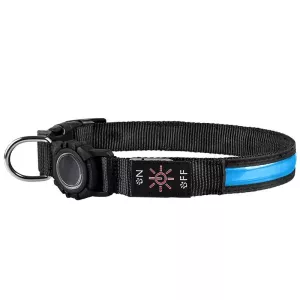 LED voděodolný obojek pro psa s rychlým uvolněním pro AirTag, M (modrý)