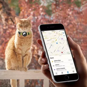 Kryt na AirTag Tracker Pro Kočky - Silikonový Obojek s Klíčenkou (Gradientní Žlutá)