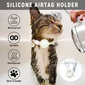 Silikonový obal pro AirTag Tracker - Malá květinová známka na obojek pro psy (fialová)