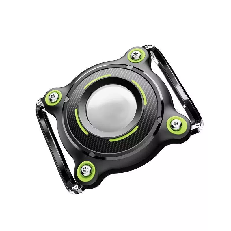 Vodotěsný ochranný obal pro AirTag Tracker s kovovou sponou pro kočky a psy (Černý + Zelený PC)