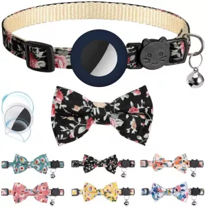 Anti-Lost Potisk Bow Pet Necklace s Klíčenkou pro AirTag (Oranžová)