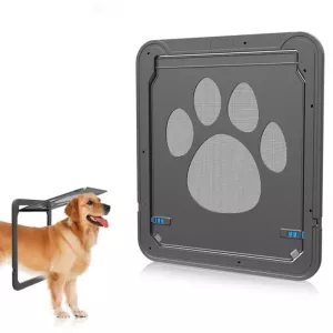 Pet Screen Door s designem stop po tlapkách pro psy a kočky - zamykatelná brána 42x37cm