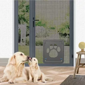 Pet Screen Door s designem stop po tlapkách pro psy a kočky - zamykatelná brána 42x37cm