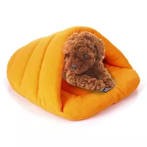 Slipper Shape Polar Fleece Teplý Zateplený Domek pro Psy a Kočky - Velikost L, 58×68×32cm (Oranžový)