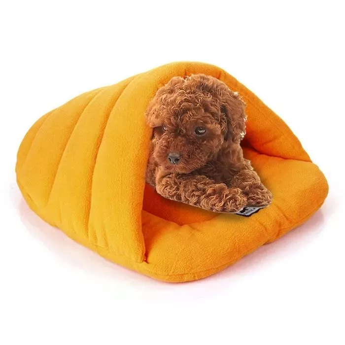 Slipper Shape Polar Fleece Teplý Zateplený Domek pro Psy a Kočky - Velikost L, 58×68×32cm (Oranžový)