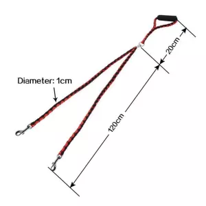 Vodítko pro psy Double Dog s protišroubovacím systémem, 1.4m (Modro-černé)