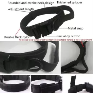 Nylonový zpevněný obojek pro psy střední a velké velikosti s nastavitelnou délkou (khaki + světle šedý knoflík)