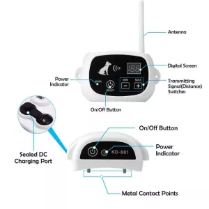 KD-661 Bezdrátový Elektronický Plot pro Psy, Šokový Hlava pro Dva Psy (UK Plug)