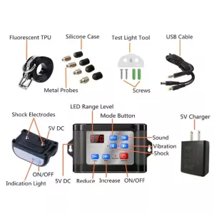 Bezdrátový elektronický plot pro psy s nočním reflexním obojkem, US Plug