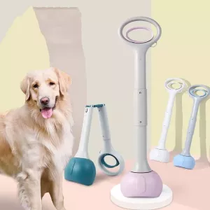 Nástroj na sbírání exkrementů pro psy s boxem na odpadkové sáčky - 70 cm modrý