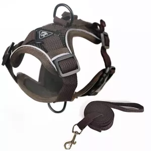 Pet Vest Harness + Traction Rope Set Pro Psy a Kočky, Velikost: M (Káva)