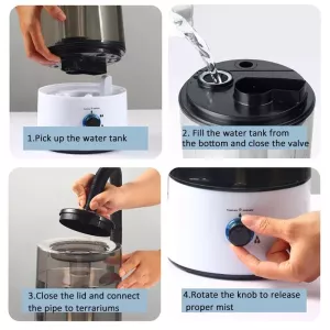 4L Reptilní zvlhčovač s trubicí - Cool Mist pro terarijní zvířata (UK Plug)