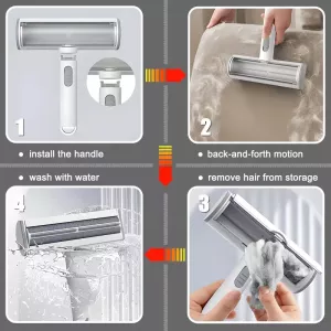 Odstraňovač chlupů pro domácí mazlíčky - Opakovaně použitelný lint roller pro kočky a psy (Světle šedá)