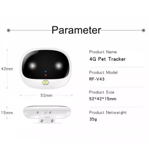 RF-V43 A Style IP67 Voděodolný GPS + LBS + WiFi Sledovací Nástroj pro Domácí Mazlíčky (Černý)