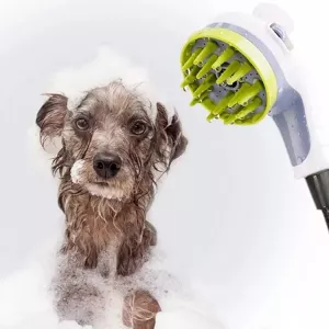 Kartáč na koupání pro domácí zvířata s protiskluzovou rukojetí (bílý)