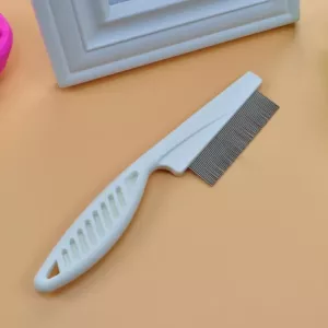 5 ks hřebeny pro kočky a psy, jemné zuby, nerezová ocel, odstranění blech, délka: 14 cm (bílá)
