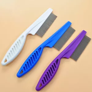 5 ks hřebeny pro kočky a psy, jemné zuby, nerezová ocel, odstranění blech, délka: 14 cm (bílá)