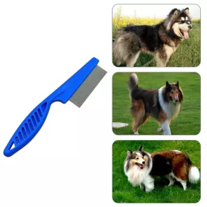 5 PCS Hřeben na blechy pro kočky a psy, nerezová ocel, délka 14cm (modrá)