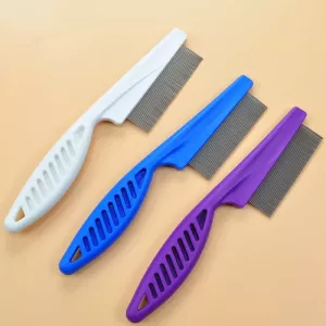 5 PCS Hřeben na blechy pro kočky a psy, nerezová ocel, délka 14cm (modrá)