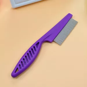 5 PCS Údržba pro Kočky a Psy: Hřebeny na Odstranění Klíšťat z Nerezové Oceli (14 cm, Fialové)