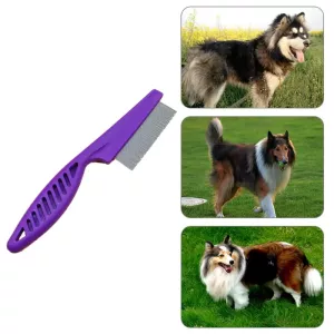 5 PCS Údržba pro Kočky a Psy: Hřebeny na Odstranění Klíšťat z Nerezové Oceli (14 cm, Fialové)