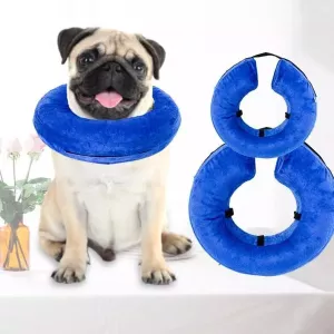 PVC nafukovací obojek pro psy a kočky, velikost:M (modrý)
