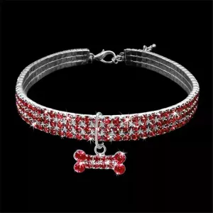 Bling Rhinestone Dog Collar - Krystalový obojek pro psy (M - Růžový)