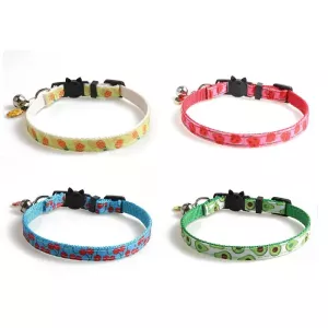 Pet Webbing Fruit Cat Collar With Fruit Accessories Bell - Avokádo, 1x28 cm