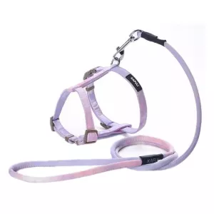 KAFULI Pet Adjustable I-Shape Hrudní Popruh a Vodítko - Velikost M (Gradientová Fialová)