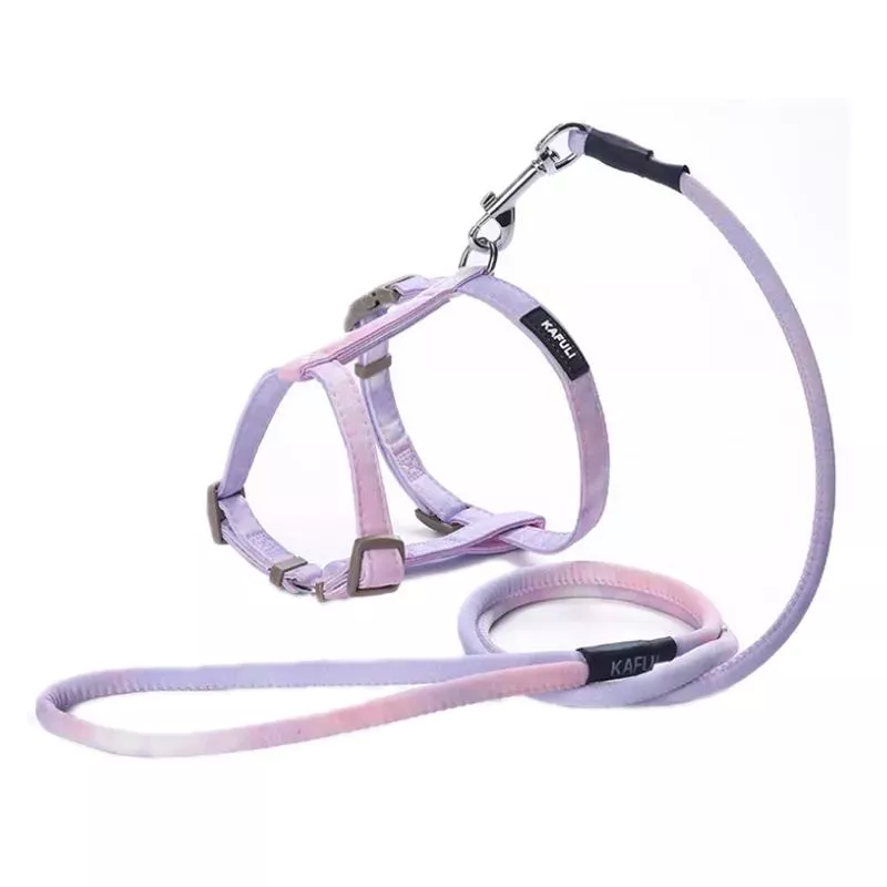 KAFULI Pet Adjustable I-Shape Hrudní Popruh a Vodítko - Velikost M (Gradientová Fialová)