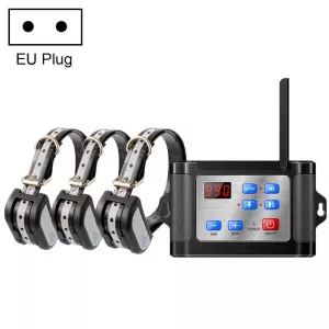 Bezdrátový elektronický plot pro psy s nočním reflexním obojkem, jedna pro tři (EU Plug)