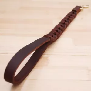 Kožené vodítko pro psy 1.8x50cm - krátké, pull rope (hnědé)