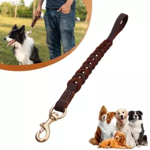 Kožené vodítko pro psy 1.8x50cm - krátké, pull rope (hnědé)