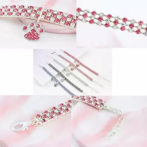 Obojek pro domácí zvířata s diamanty - elastický náhrdelník pro kočky a psy, velikost M (bílý)