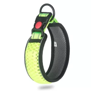 Obojek pro psa Honeycomb Net, dýchací, reflexní, protistranglový, S (fluorescentně zelený)