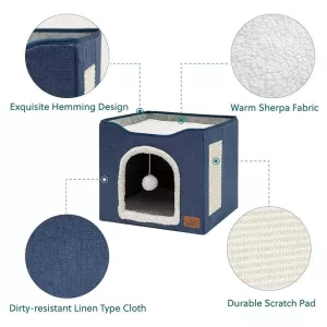 Pet Stool Pet Kennel Indoor Foldable Storage Stool pro kočky a psy 41 x 41 x 35cm (Tmavě šedý)