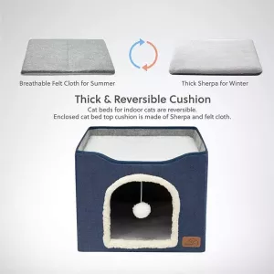 Pet Stool Pet Kennel Indoor Foldable Storage Stool pro kočky a psy 41 x 41 x 35cm (Tmavě šedý)