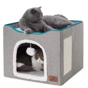 Pet Stool Pet Kennel Indoor Foldable Storage Stool pro kočky a psy 41 x 41 x 35cm (Tmavě šedý)
