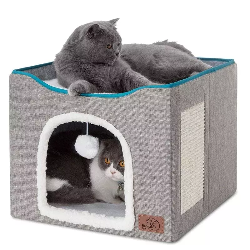 Pet Stool Pet Kennel Indoor Foldable Storage Stool pro kočky a psy 41 x 41 x 35cm (Tmavě šedý)