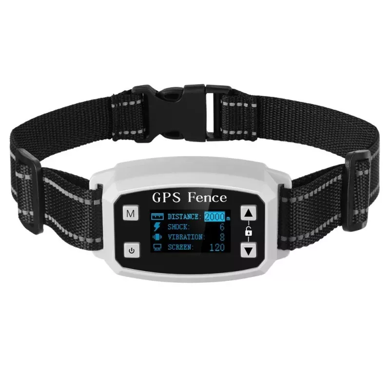Inteligentní bezdrátový GPS obojek pro psy s OLED displejem - trenér s automatickým zastavením štěkání (bílý)